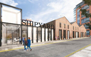 CGI impression of the Sessions Shipyard building in Manchester.